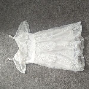 White lace zip up dress